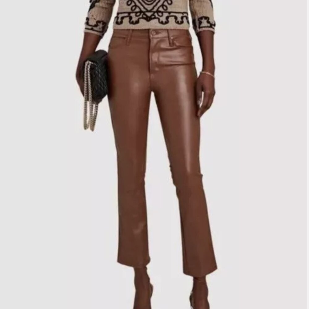 MOTHER The Mid Rise Dazzler Ankle Faux Leather Jeans